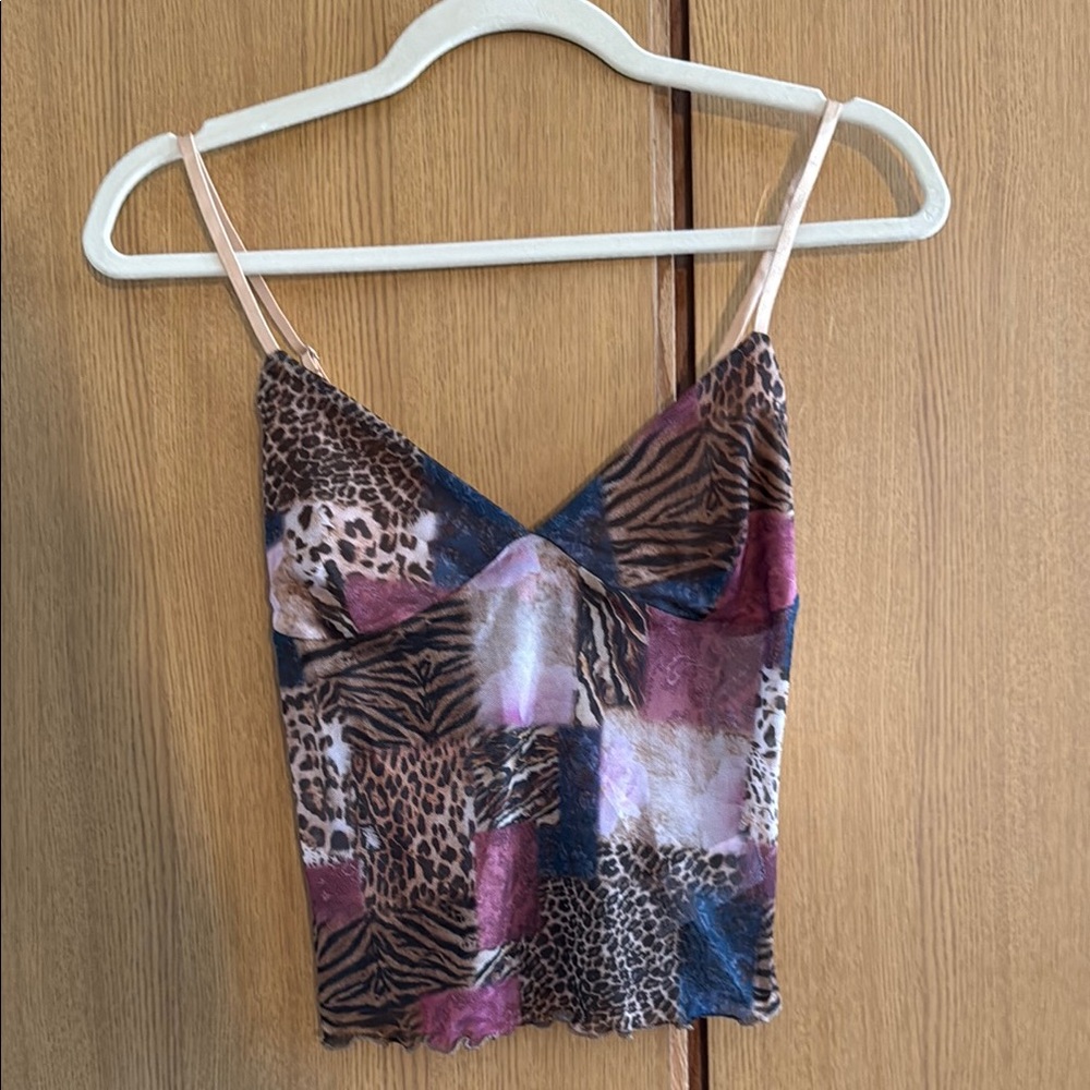Leopard Print Patchwork Cami Top